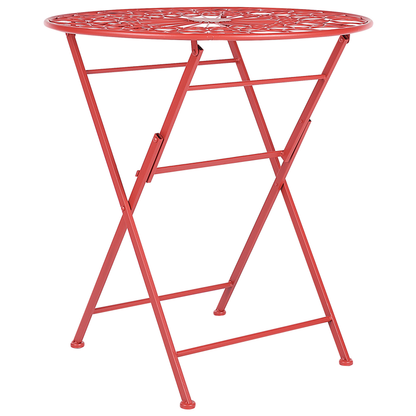 Garden Bistro Red Iron Foldable 2 Chairs Table Set UV Rust Resistant