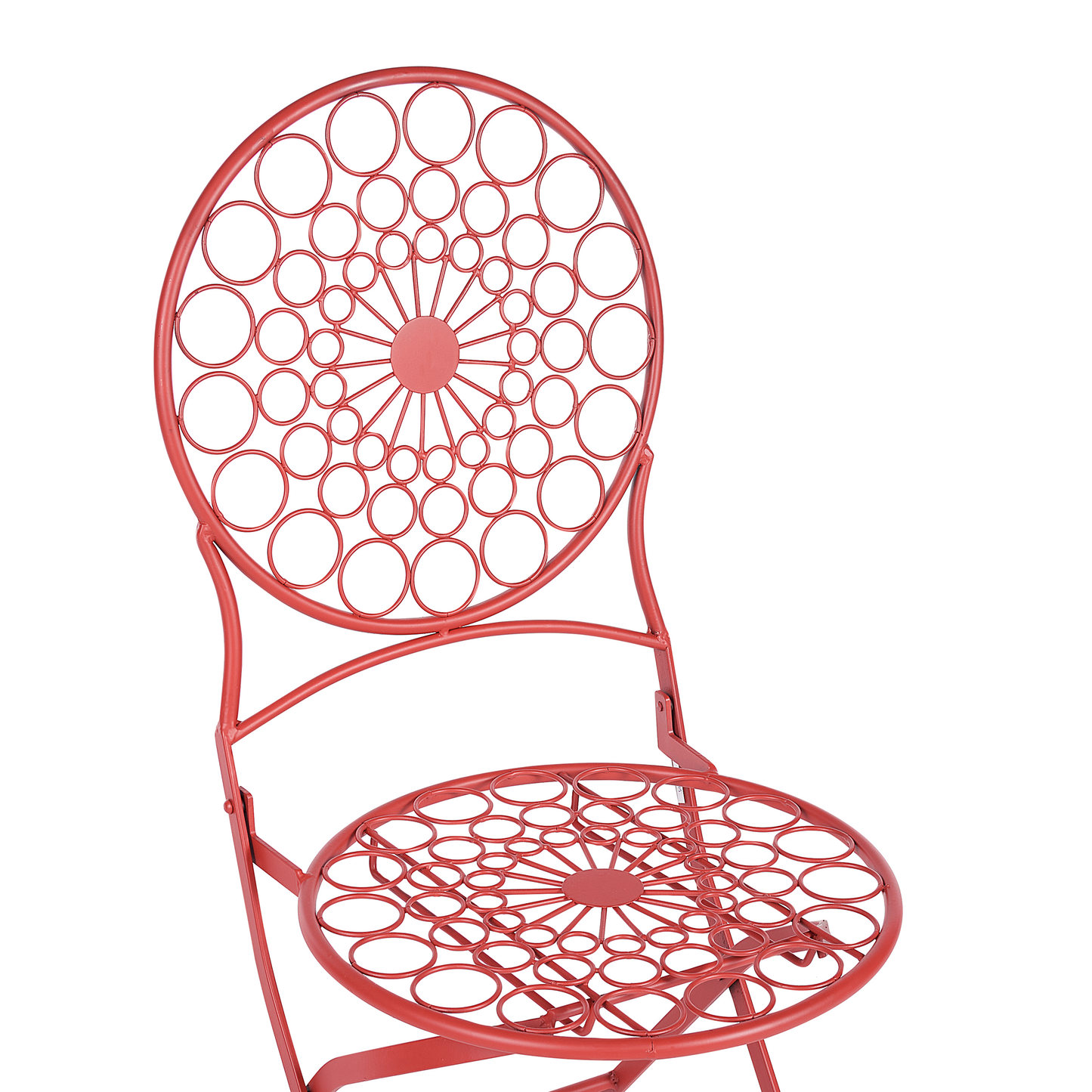 Garden Bistro Red Iron Foldable 2 Chairs Table Set UV Rust Resistant