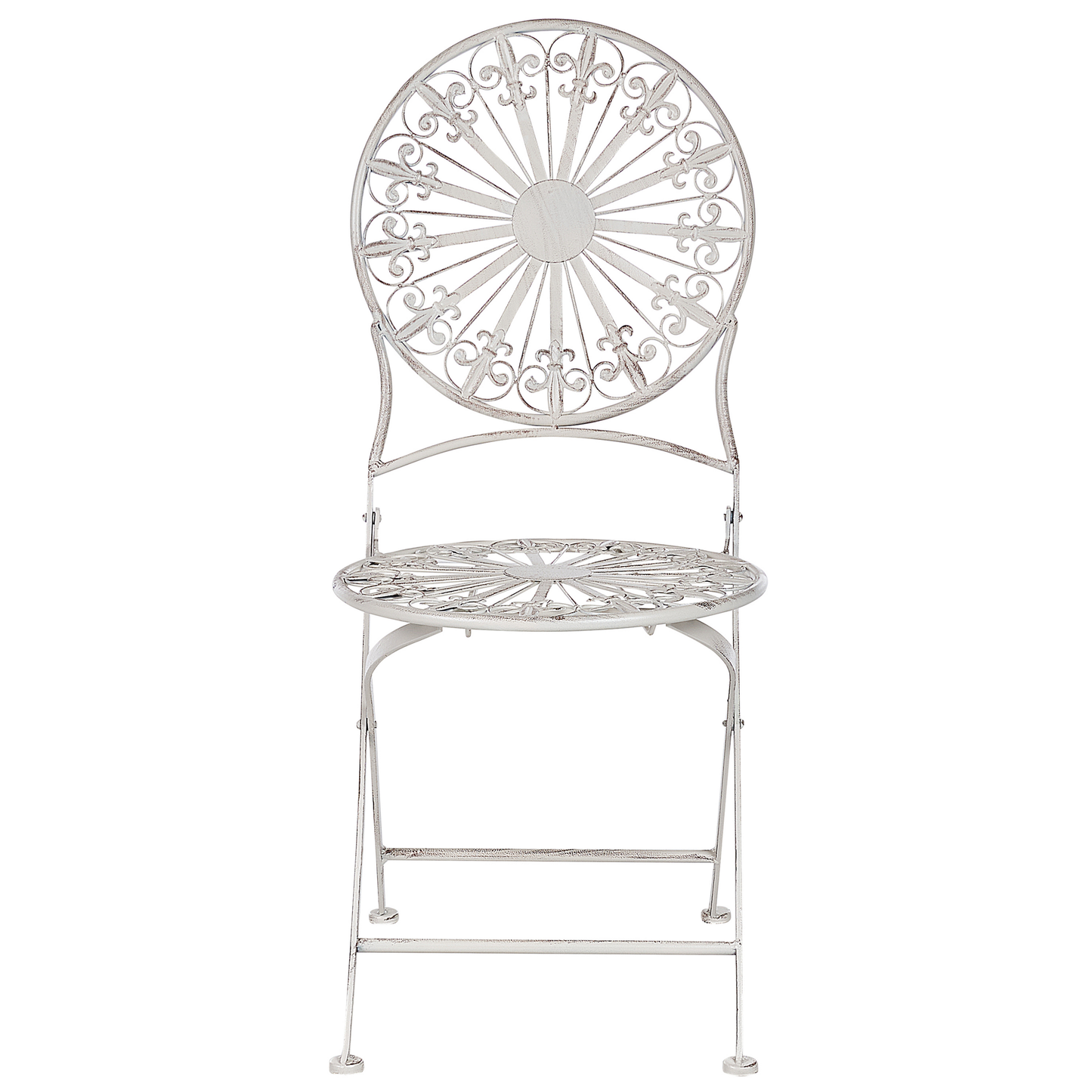 Garden Bistro White Iron Foldable Round Table and 2 Chairs