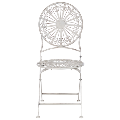 Garden Bistro White Iron Foldable Round Table and 2 Chairs