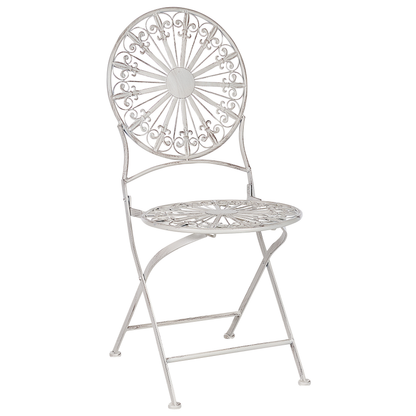 Garden Bistro White Iron Foldable Round Table and 2 Chairs