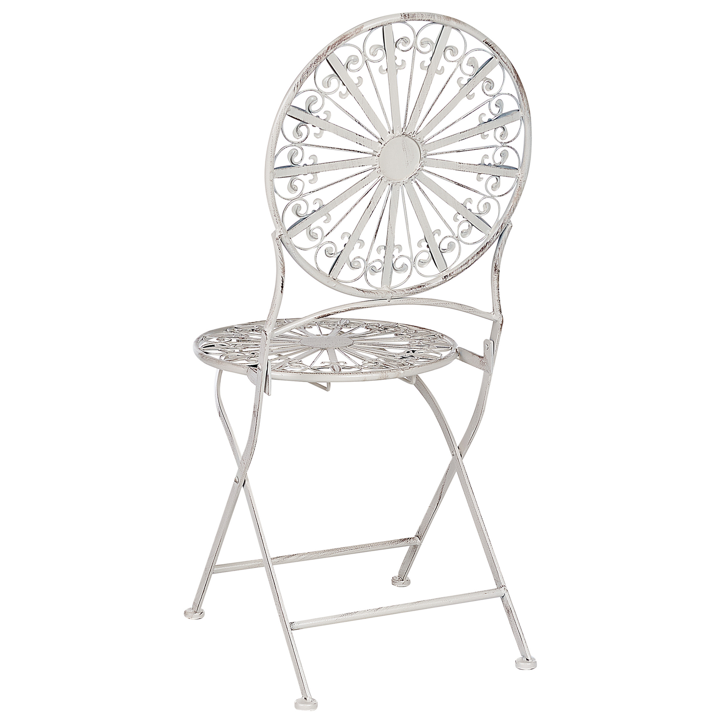 Garden Bistro White Iron Foldable Round Table and 2 Chairs