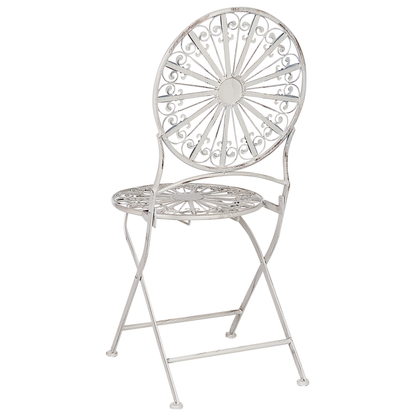 Garden Bistro White Iron Foldable Round Table and 2 Chairs