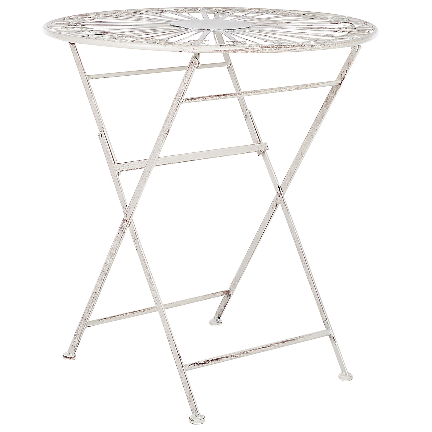 Garden Bistro White Iron Foldable Round Table and 2 Chairs
