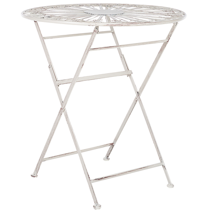 Garden Bistro White Iron Foldable Round Table and 2 Chairs