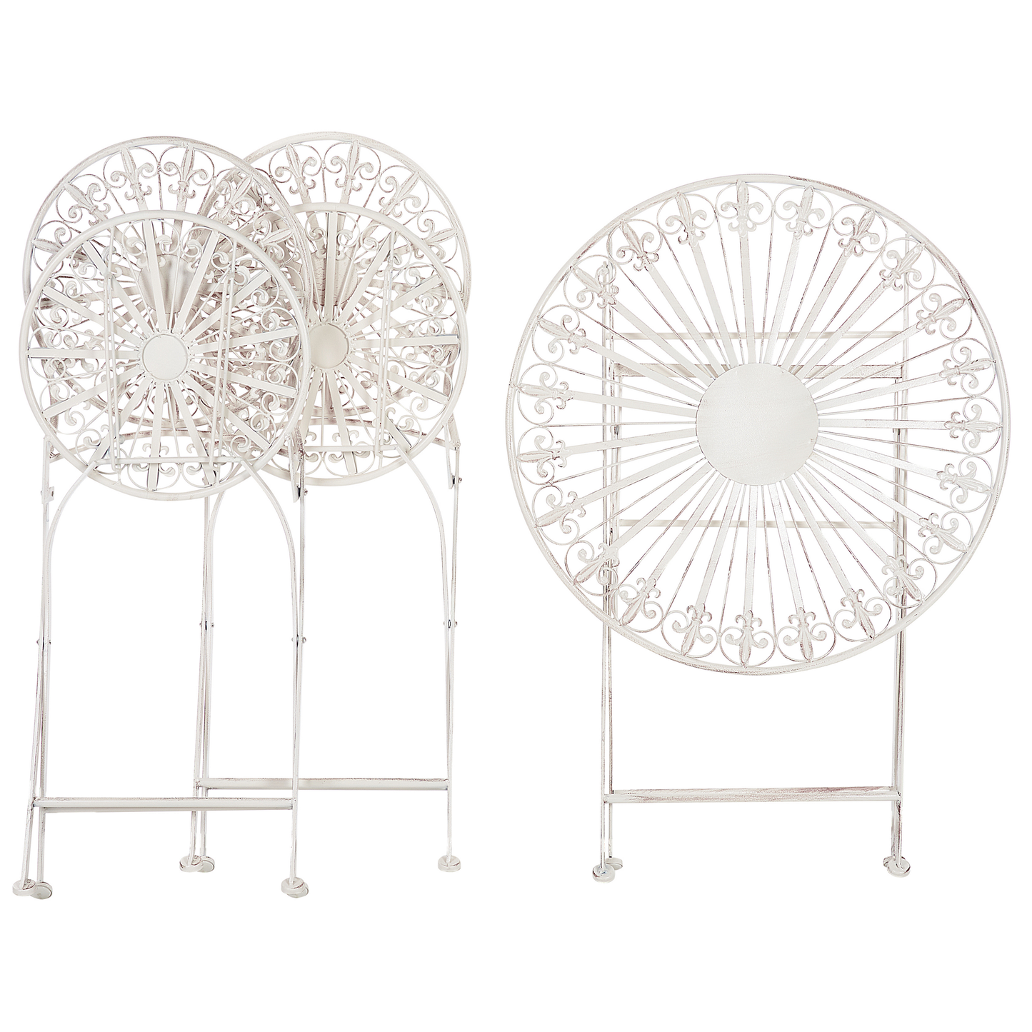 Garden Bistro White Iron Foldable Round Table and 2 Chairs