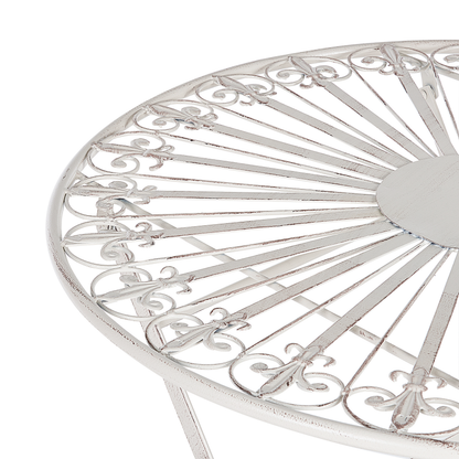 Garden Bistro White Iron Foldable Round Table and 2 Chairs