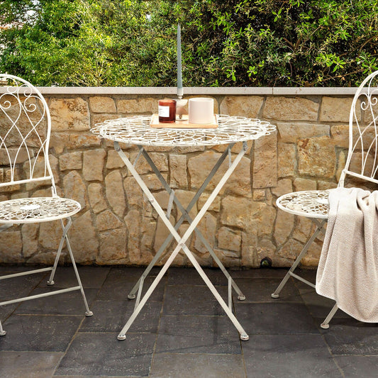 Garden Bistro Chairs White Distressed Metal Vintage