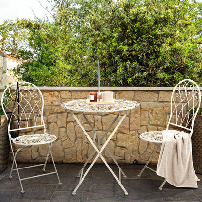Verdant Home Garden Bistro Chairs White Metal Distressed Vintage