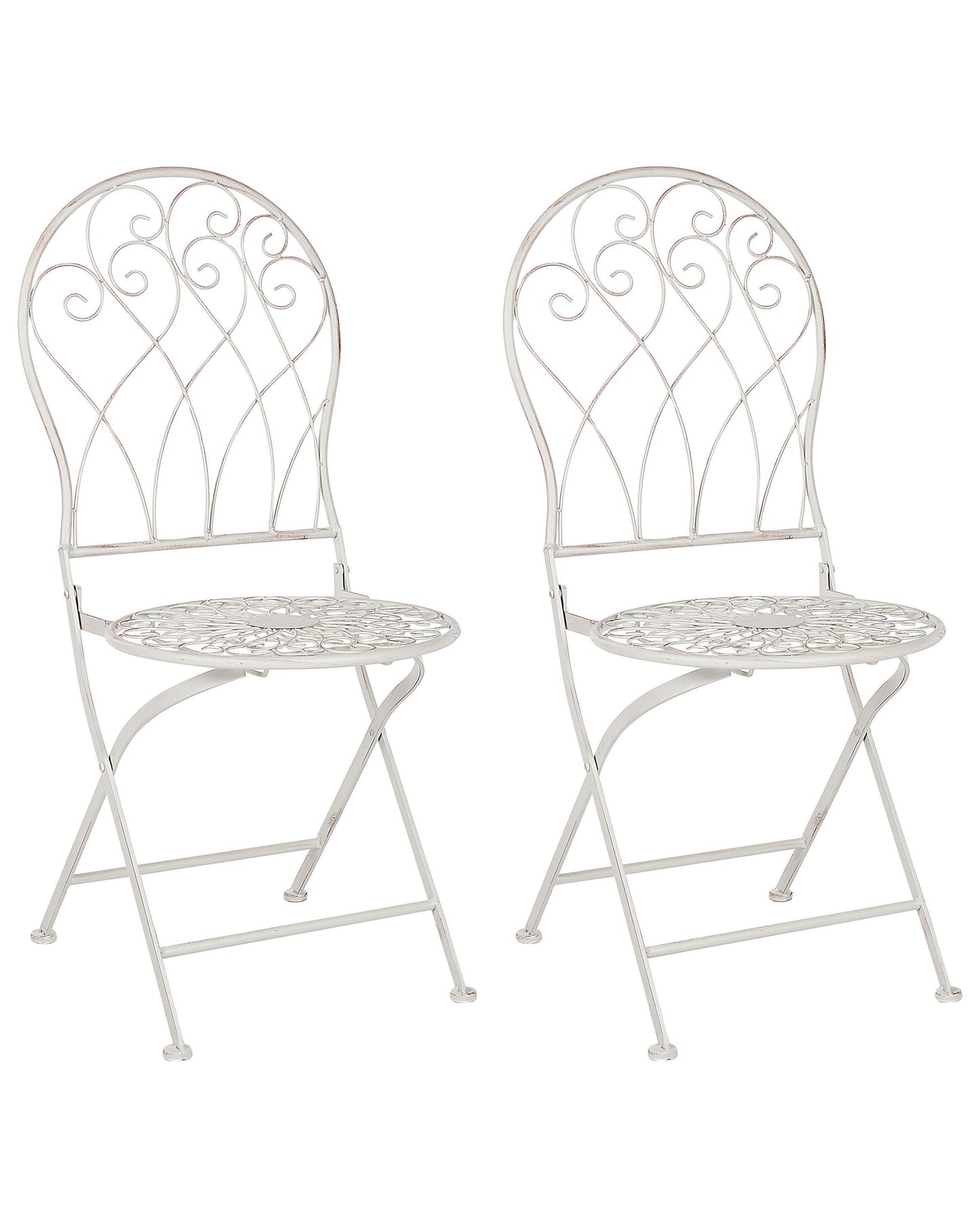 Verdant Home Garden Bistro Chairs White Metal Distressed Vintage