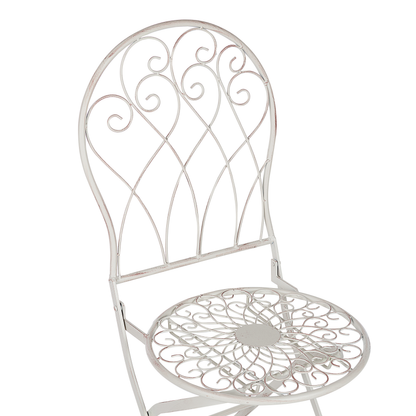 Verdant Home Garden Bistro Chairs White Metal Distressed Vintage