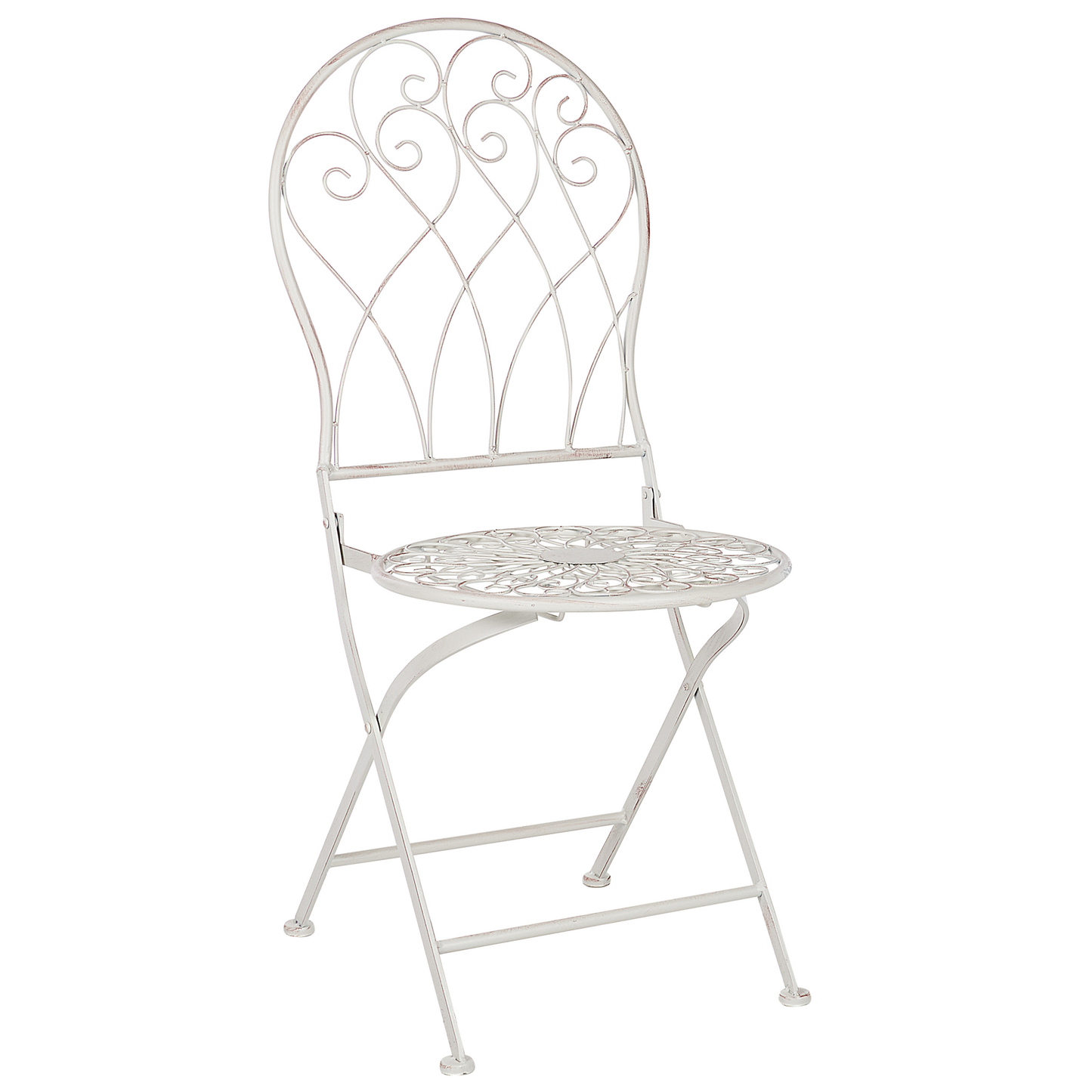 Suncrest Outdoor Garden Bistro Set White Metal Distressed Finish 3 Piece Table And Chairs