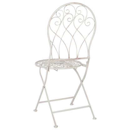 Suncrest Outdoor Garden Bistro Set White Metal Distressed Finish 3 Piece Table And Chairs