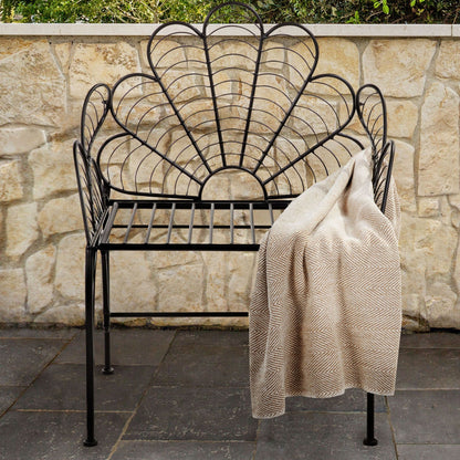 Garden Accent Chair Black Iron With Armrests Vintage Retro