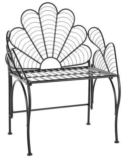 Garden Accent Chair Black Iron With Armrests Vintage Retro
