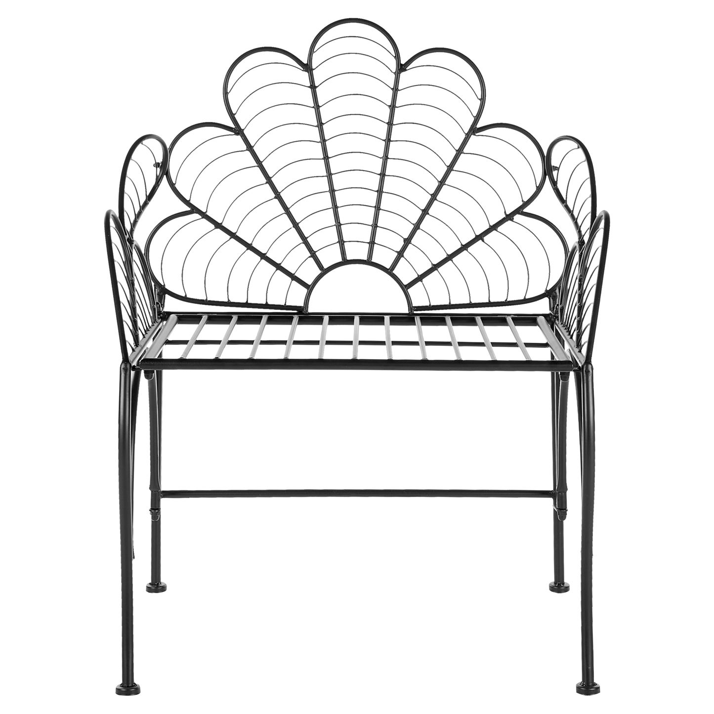 Garden Accent Chair Black Iron With Armrests Vintage Retro