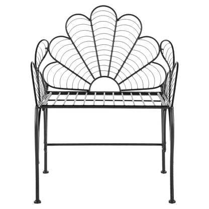 Garden Accent Chair Black Iron With Armrests Vintage Retro