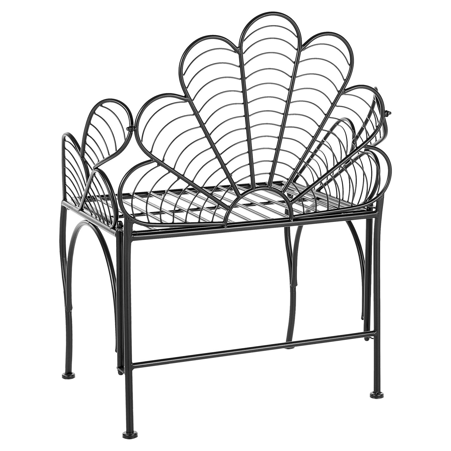 Garden Accent Chair Black Iron With Armrests Vintage Retro