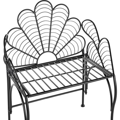 Garden Accent Chair Black Iron With Armrests Vintage Retro