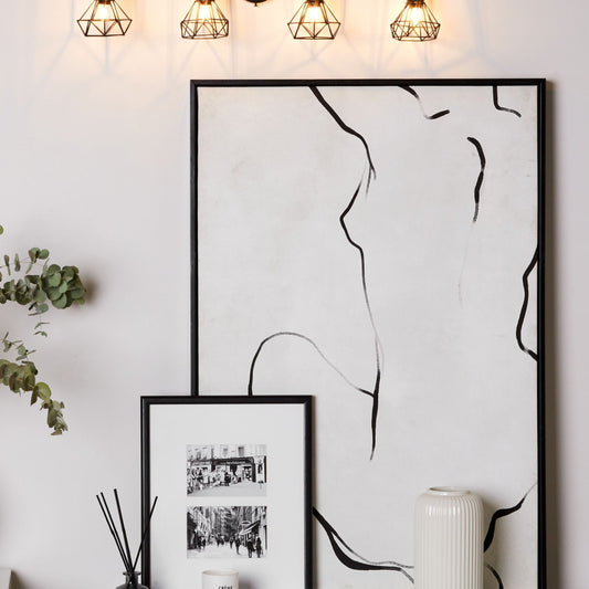 Ceiling Lamp Black 4 Light Cage Shades Adjustable Arms