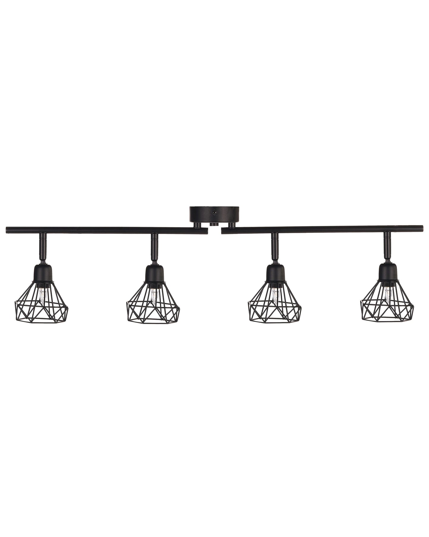Ceiling Lamp Black 4 Light Cage Shades Adjustable Arms