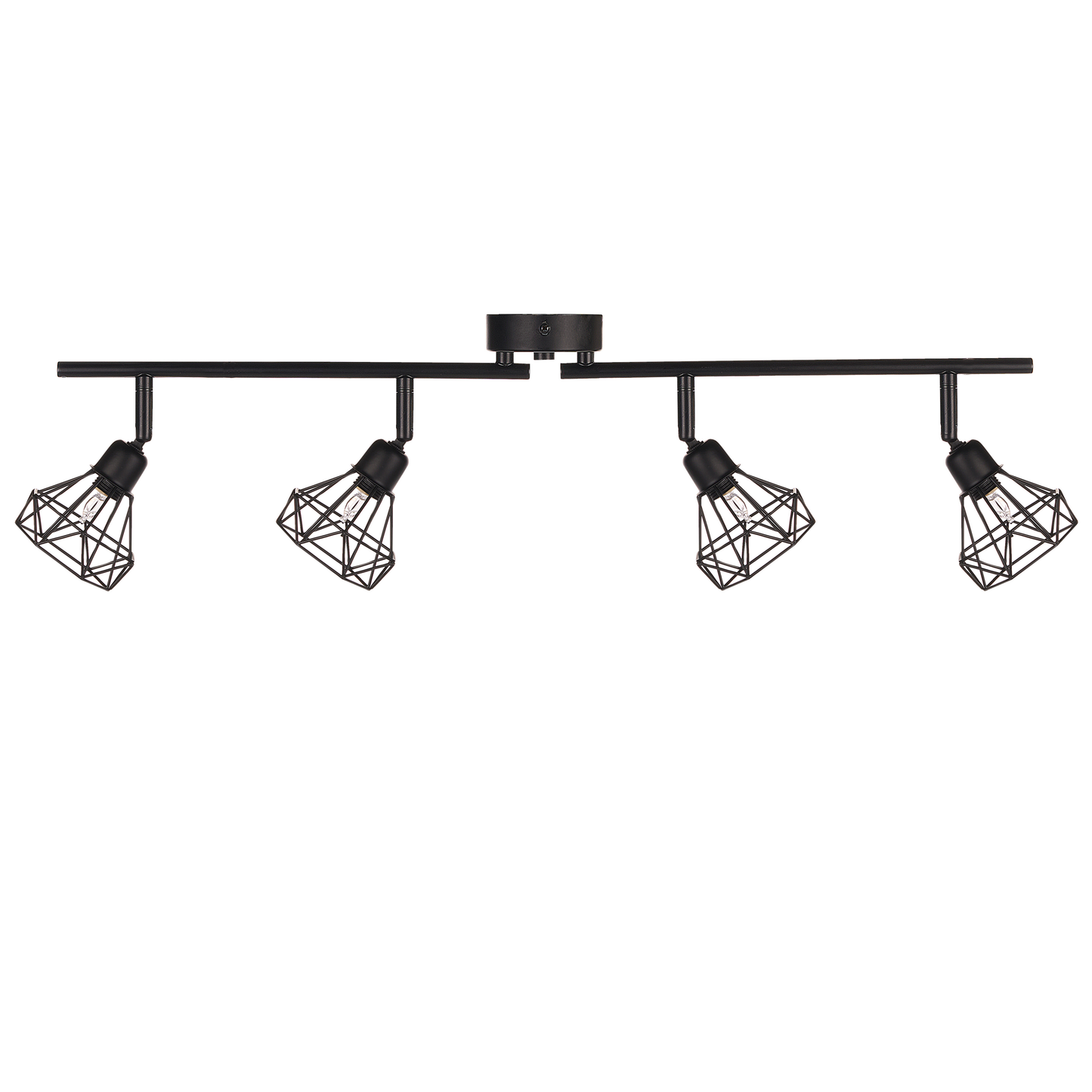 Ceiling Lamp Black 4 Light Cage Shades Adjustable Arms