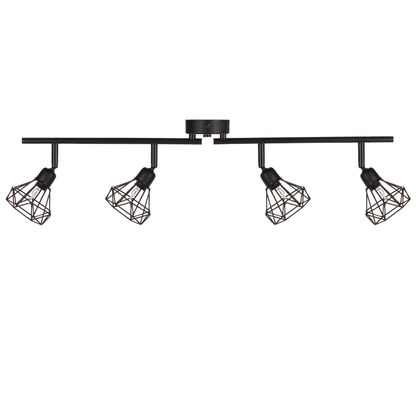 Ceiling Lamp Black 4 Light Cage Shades Adjustable Arms