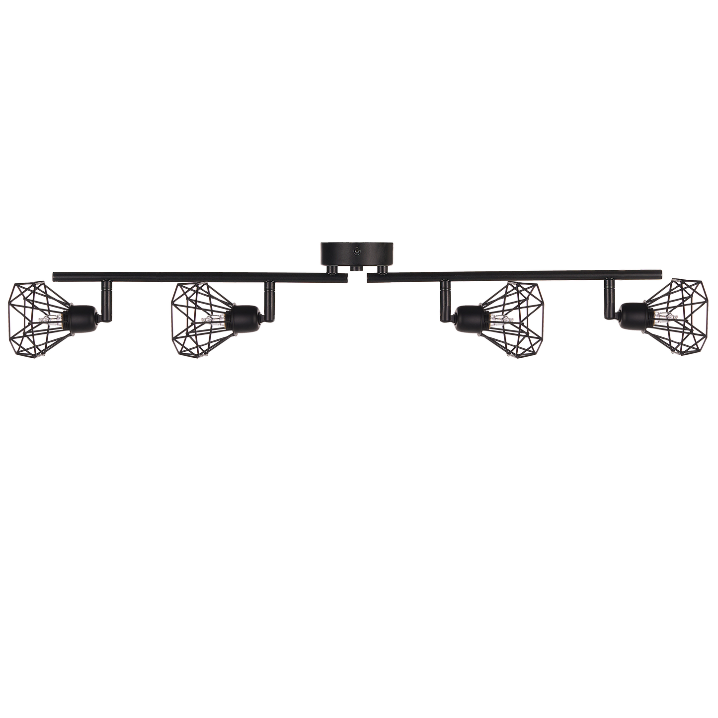 Ceiling Lamp Black 4 Light Cage Shades Adjustable Arms