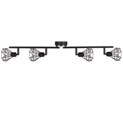 Ceiling Lamp Black 4 Light Cage Shades Adjustable Arms