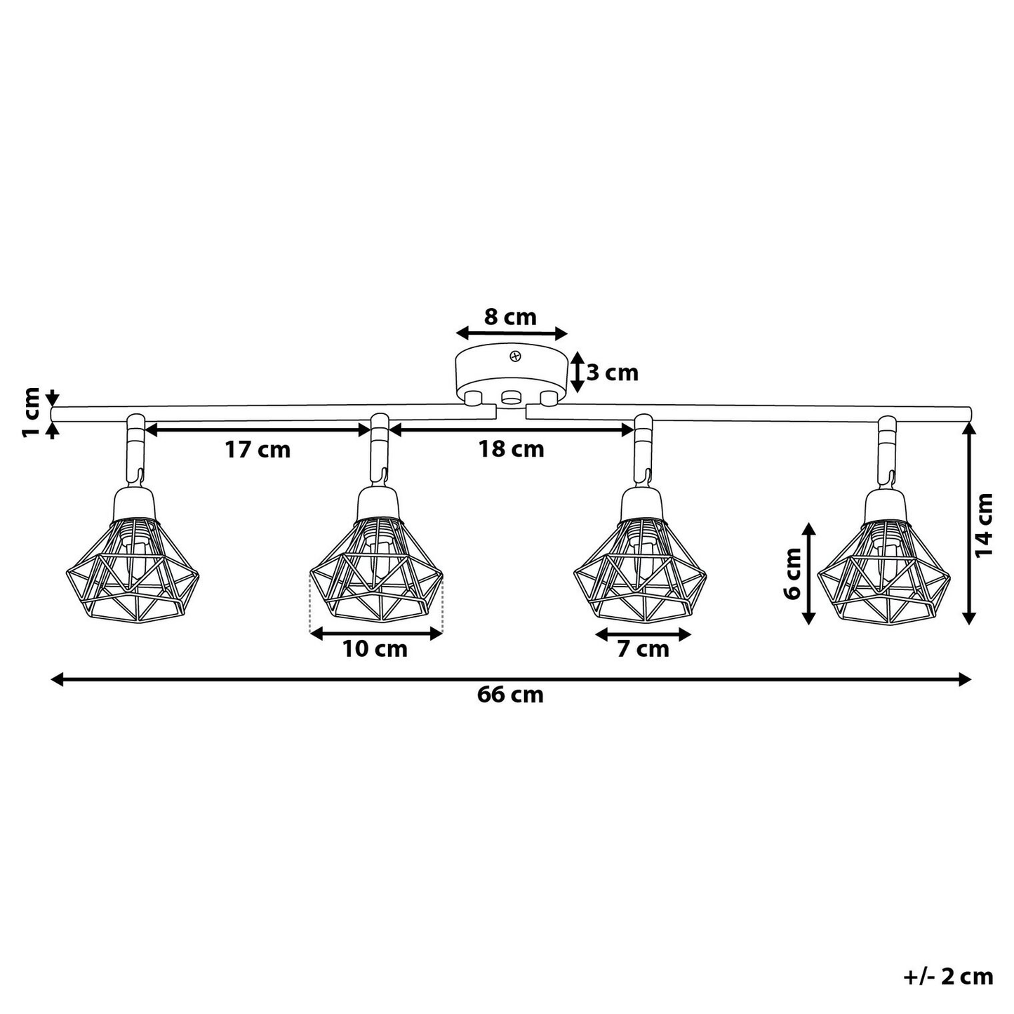 Ceiling Lamp Black 4 Light Cage Shades Adjustable Arms