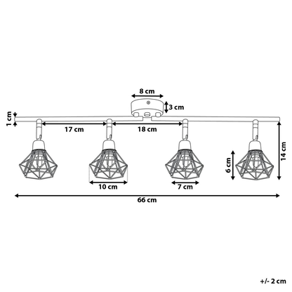 Ceiling Lamp Black 4 Light Cage Shades Adjustable Arms