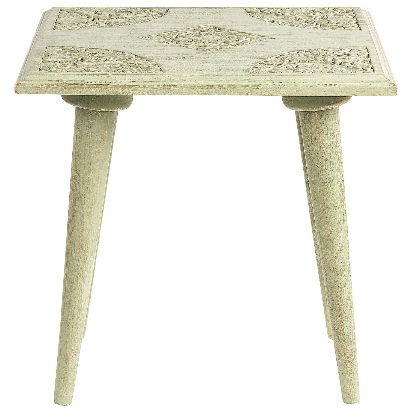 Green Gold Nesting Side Tables Distressed Mango Wood Square Set Of 2