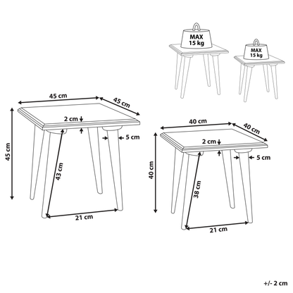 Green Gold Nesting Side Tables Distressed Mango Wood Square Set Of 2