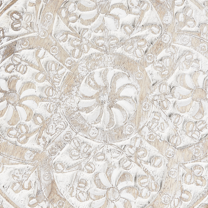 Co Side Table Off White Round 45cm Carved Pattern