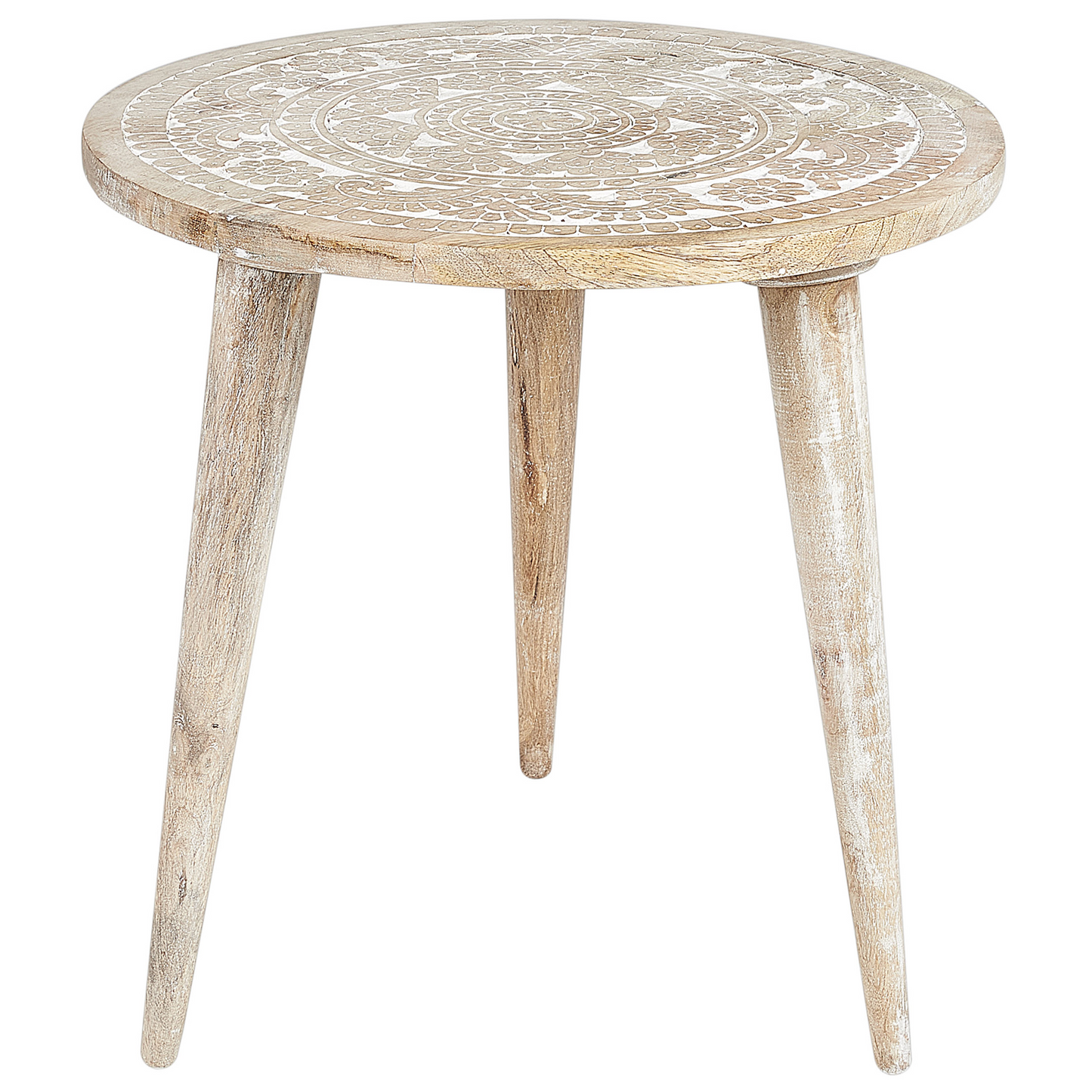 Set of 2 Nesting Side Tables White Distressed Mango Wood
