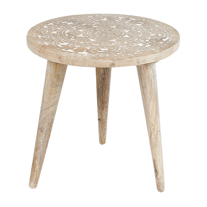 Set of 2 Nesting Side Tables White Distressed Mango Wood