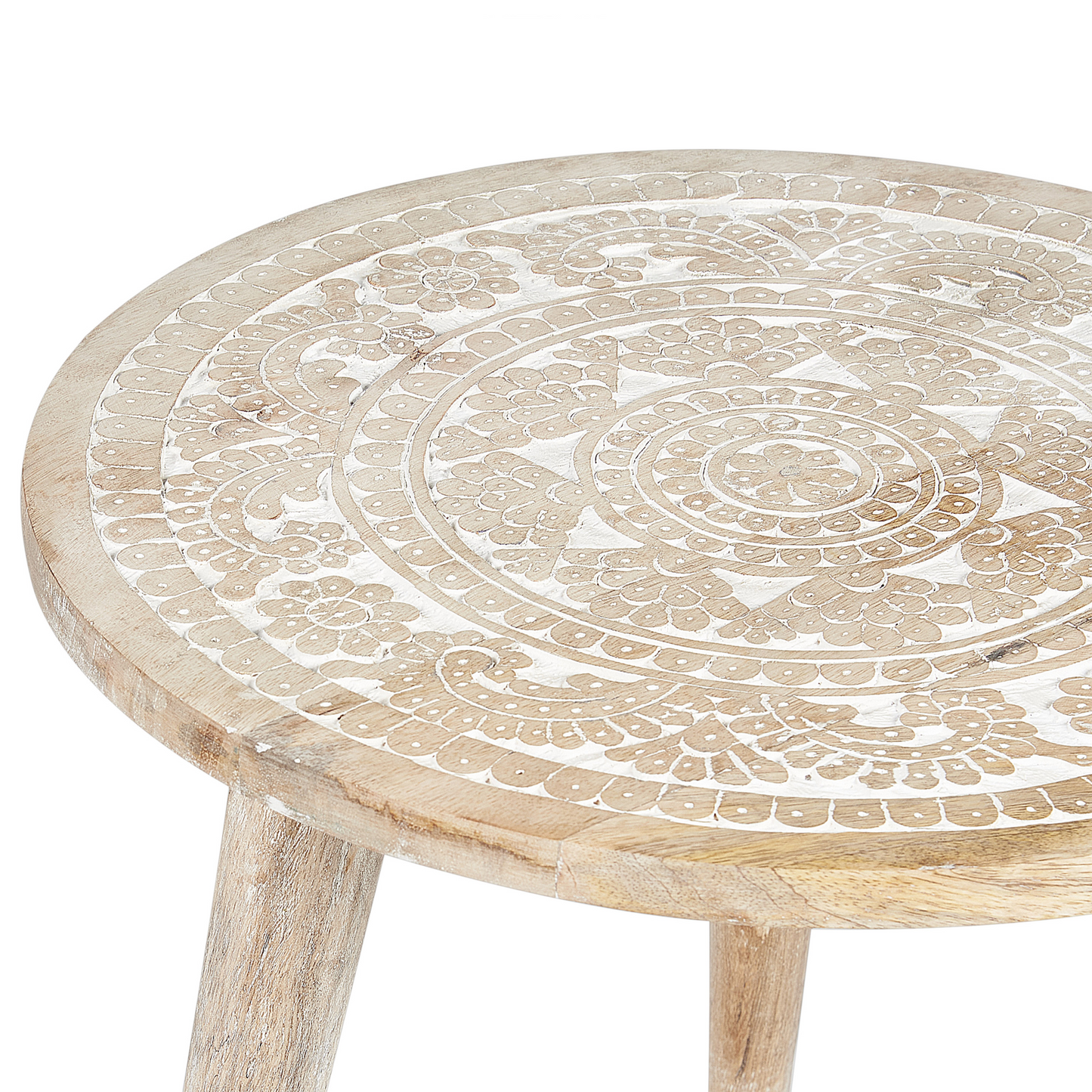 Set of 2 Nesting Side Tables White Distressed Mango Wood