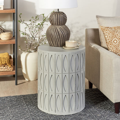 GreyCove Side Table 45 cm Grey MDF Painted Matte Finish Round Vintage Living Room