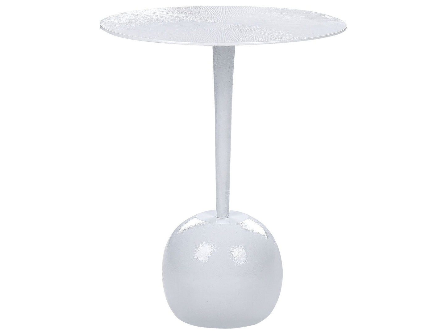 Aluminium Round Carved Top Side Table White Leg Base 40cm