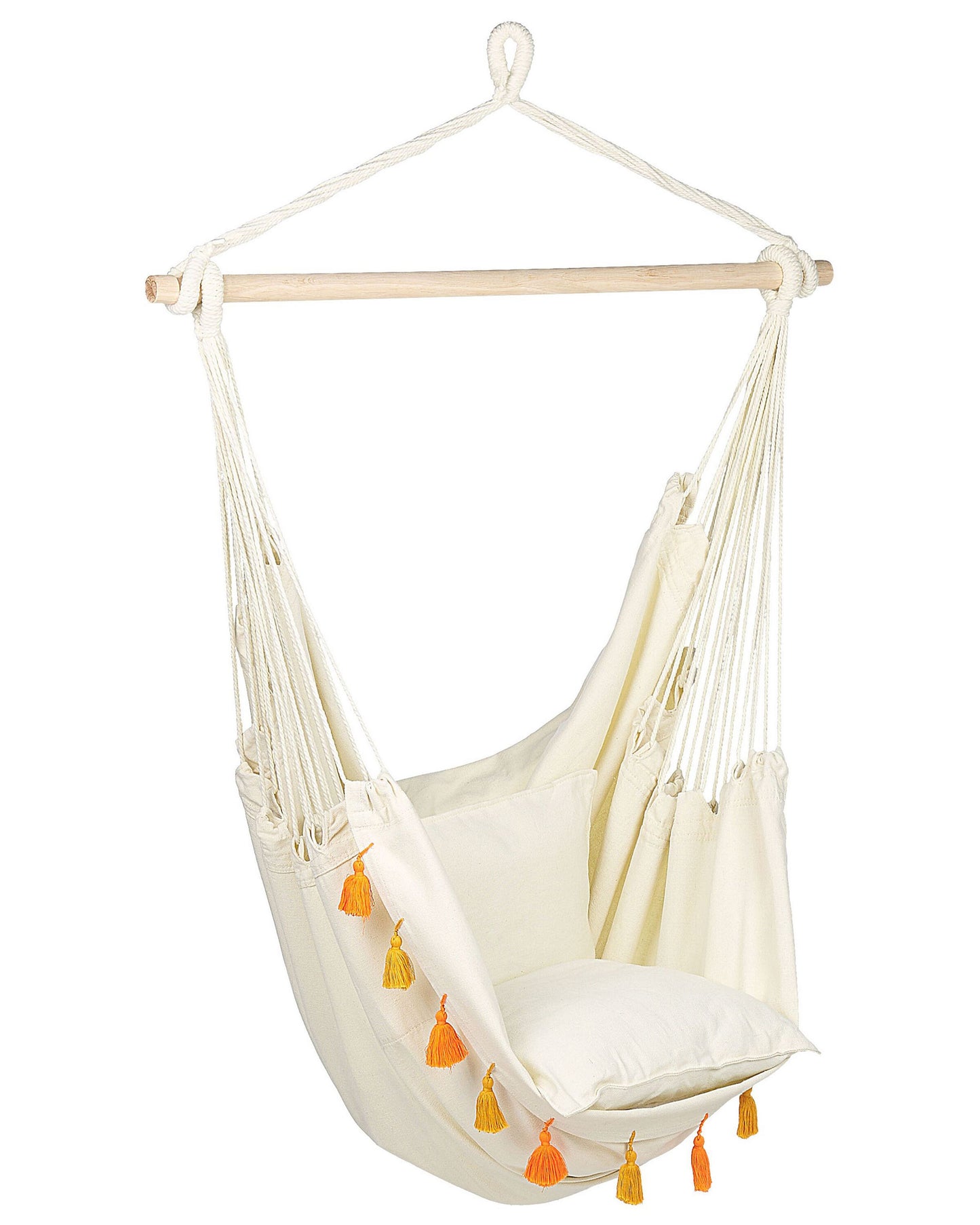 Hanging Hammock Chair Beige Cotton Blend