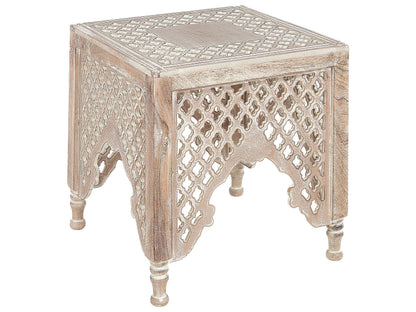 Natural Mango Wood Side Table 40 x 40cm Decorative Coffee Table Oriental Design