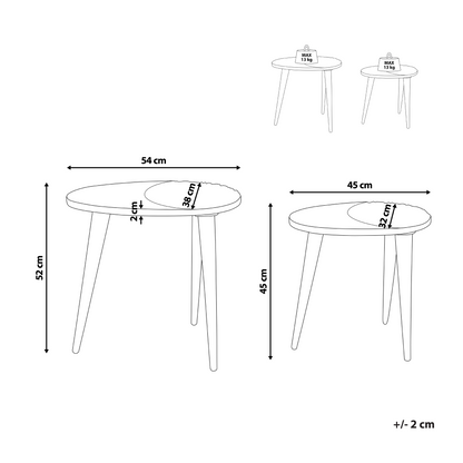 Co Dual Side Tables Dark Mango Wood With Floral Carving