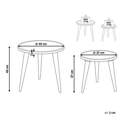 Set Of 2 Mango Wood Coffee Side Tables Oriental Design