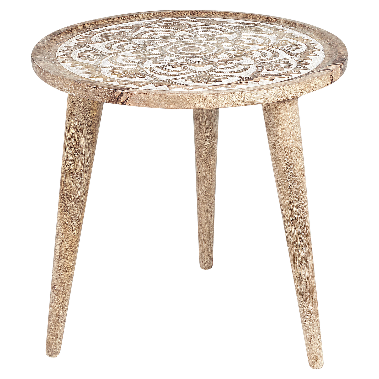 Set Of 2 Mango Wood Coffee Side Tables Oriental Design