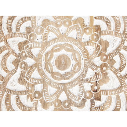 Set Of 2 Mango Wood Coffee Side Tables Oriental Design
