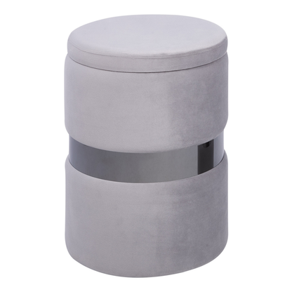 Set of 2 Grey Velvet Storage Pouffes Footstools