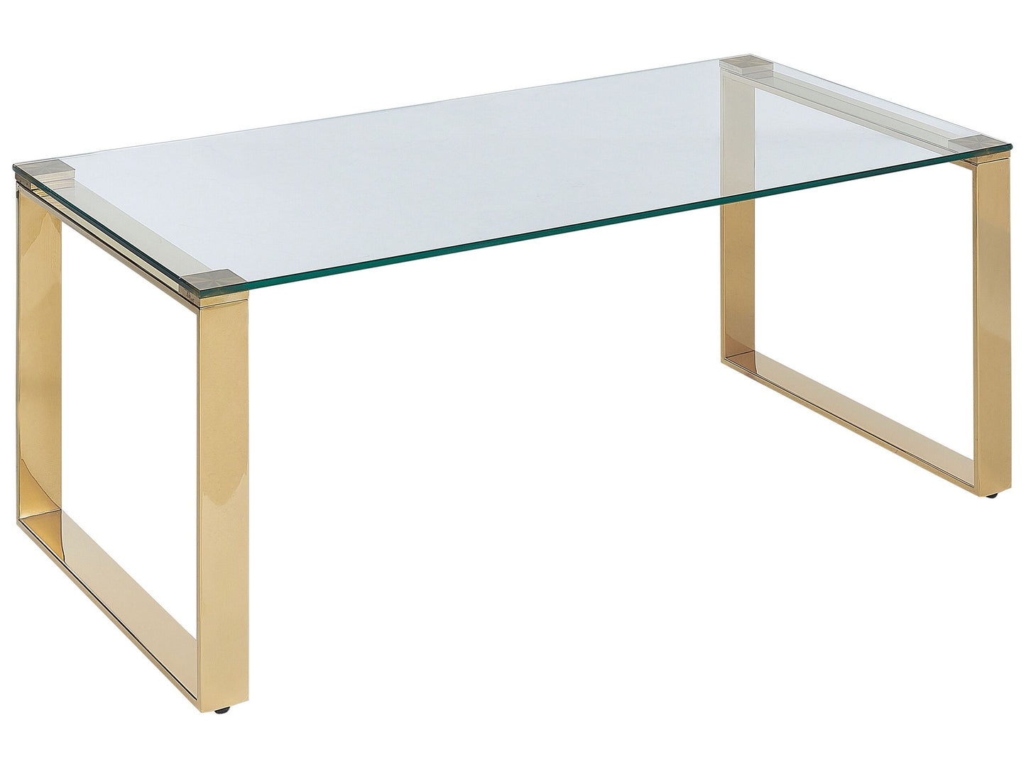 Modern Coffee Table Glass Top Gold Stainless Steel Frame 100 x 50