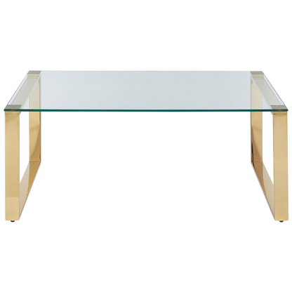 Modern Coffee Table Glass Top Gold Stainless Steel Frame 100 x 50