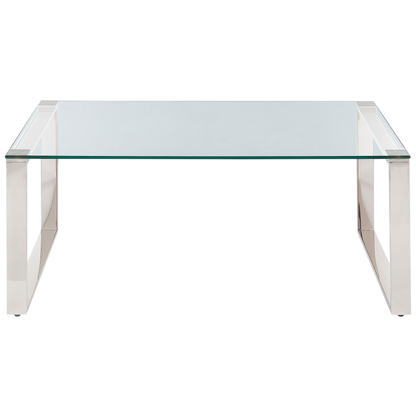 Coffee Table Glass Top Stainless Steel Frame 100 x 50cm