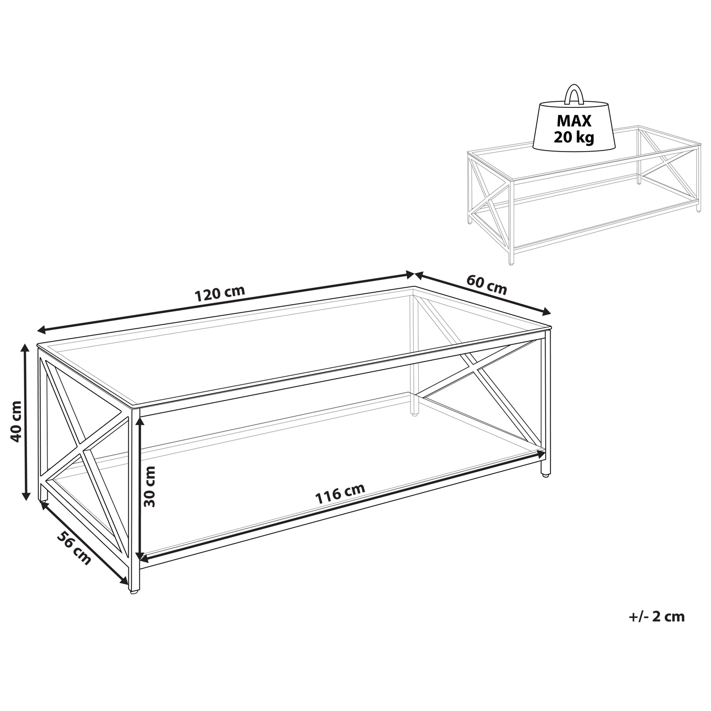 Modern Glass Coffee Table With Silver Steel Frame 120 x 60cm
